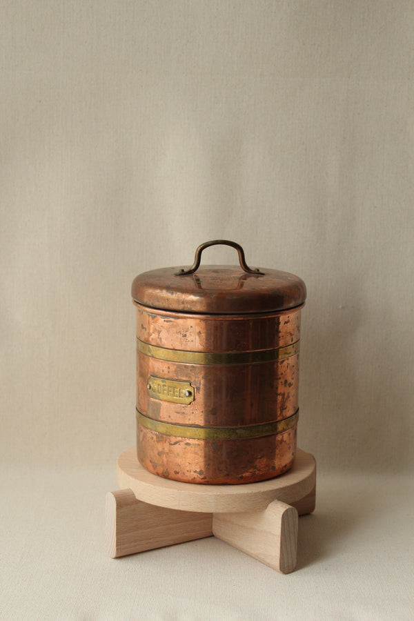 Copper Coffee Canister w/ Brass Rings