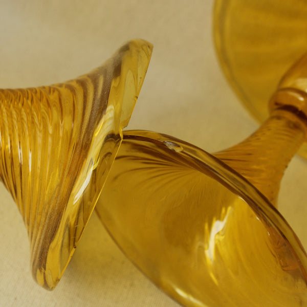 Yellow Glass Candle Holders